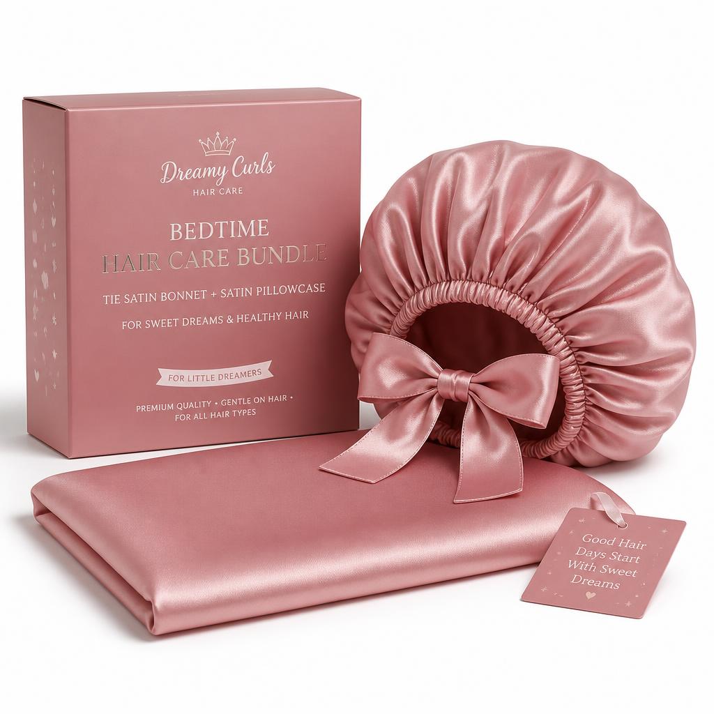 Sweet Dreams bundle with premium tie bonnet and pillowcase