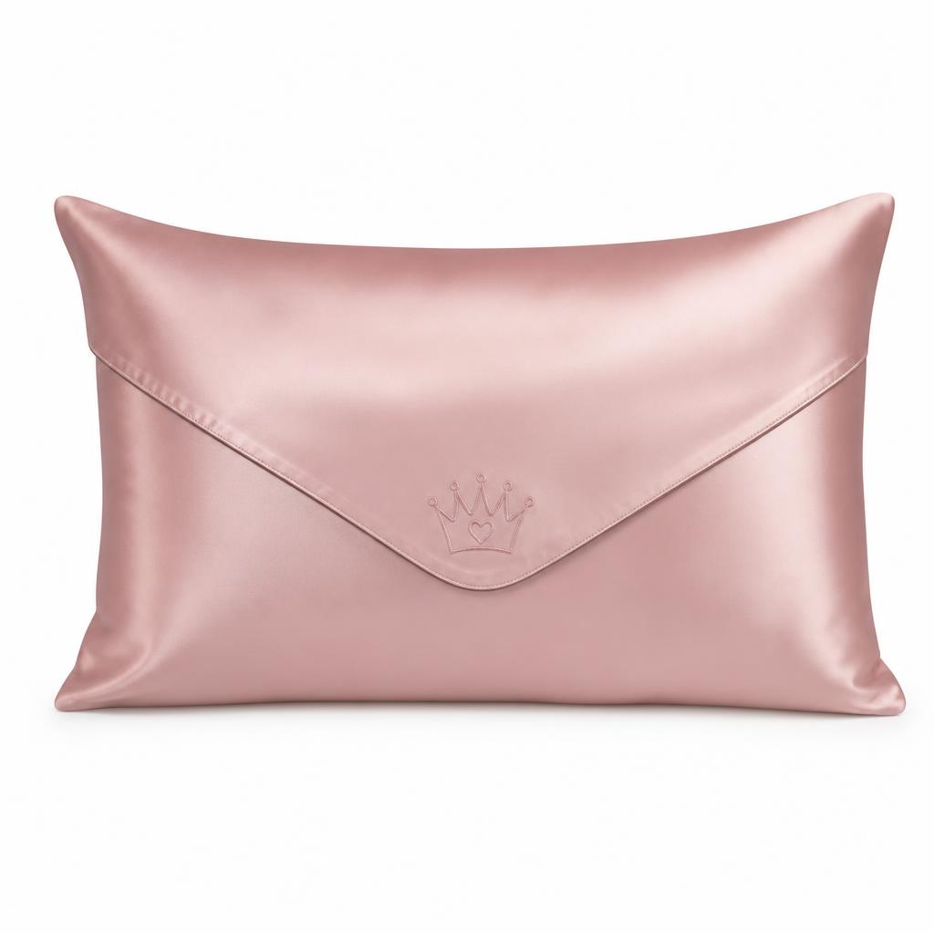 Satin envelope pillowcase in soft pink