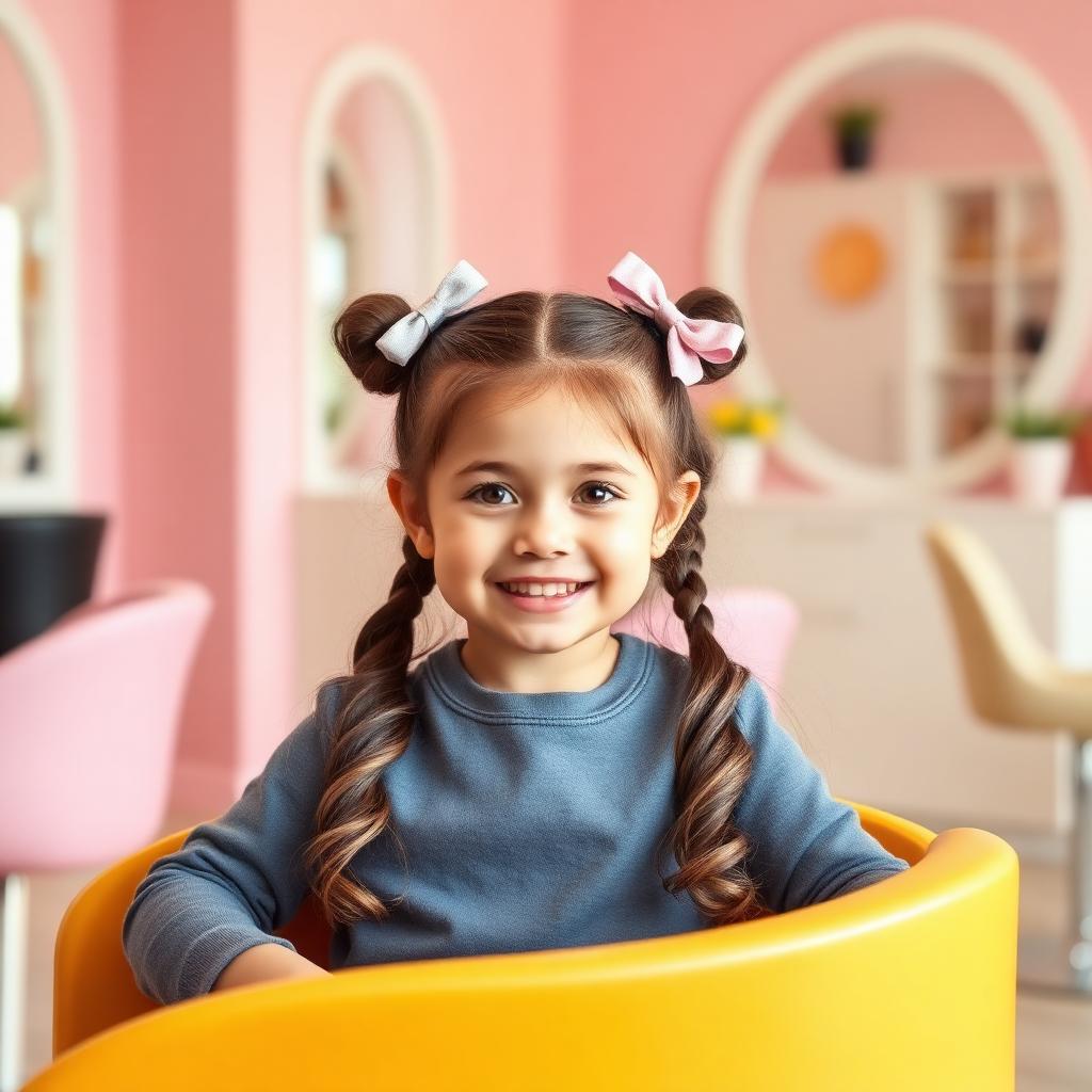 Child with styled ponytails and decorative bows